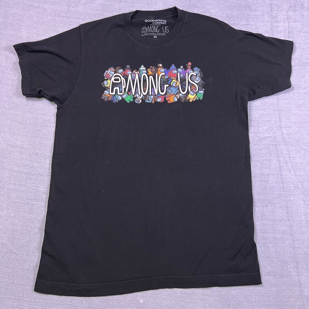Good Smile Company Among Us Graphic Crew Neck T-Shirt Women Medium Black Cotton